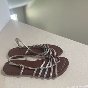 Trina Turk‎ gold and silver braided sandals